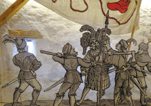 Exponat: Aufstndische Bauern mit Bundschuhfahne 